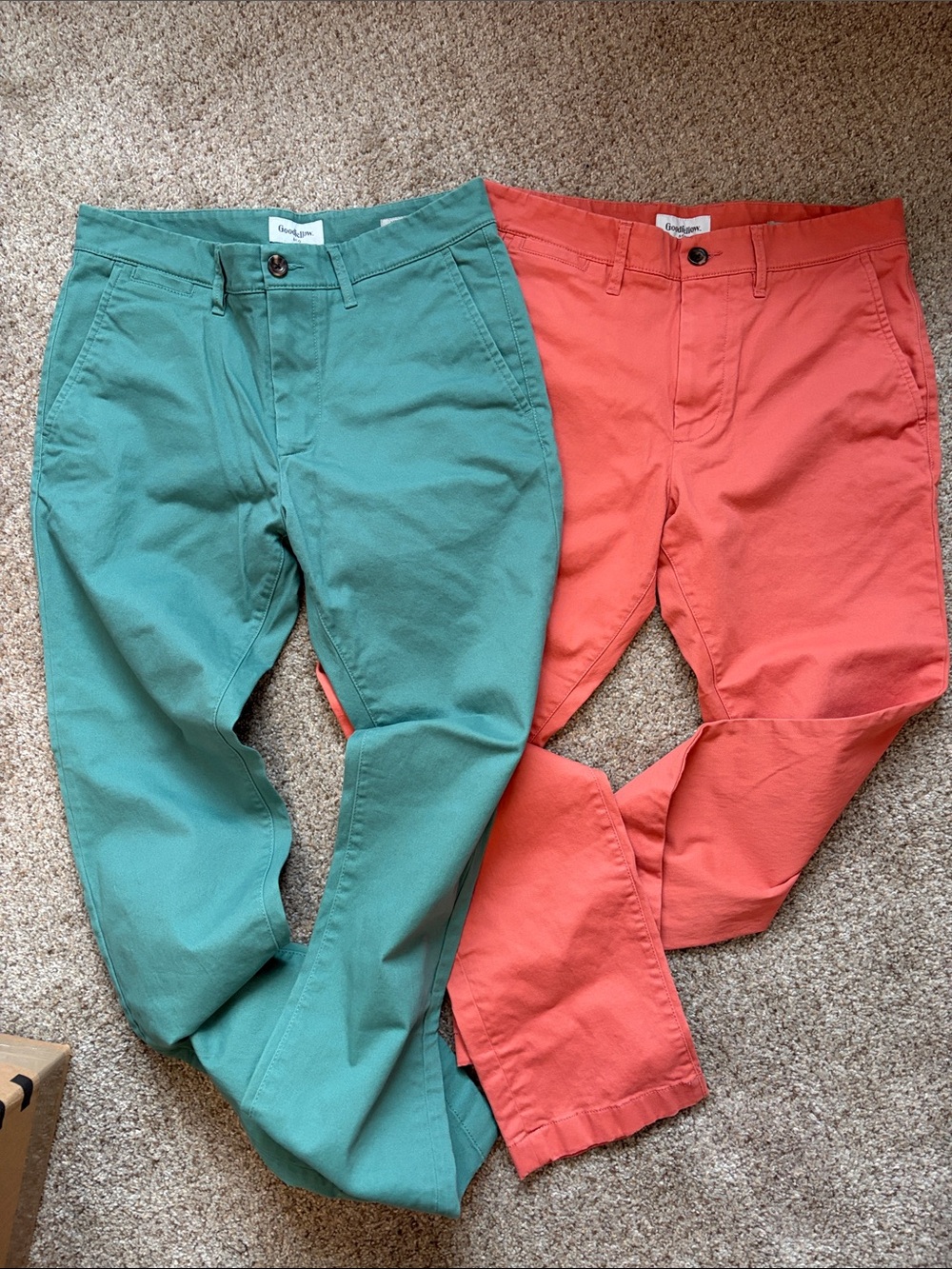 Goodfellow & Co Green and Coral Straight Leg Jeans